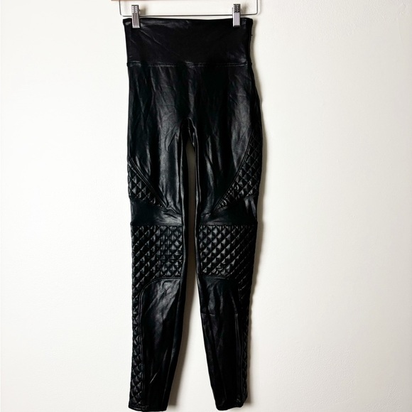 SPANX • Women’s Faux Leather Black Moto Quilted Leggings High Waisted Size Small - Picture 4 of 7